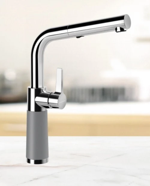 Schock SC-540 Baterie chiuveta bucatarie aspect granit Cristalite monocomanda cu dus extractibil, gri (croma)
