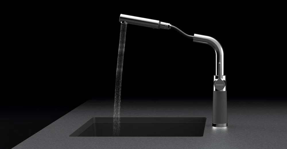 Schock SC-540 Baterie chiuveta bucatarie aspect granit Cristalite monocomanda cu dus extractibil, gri (croma)