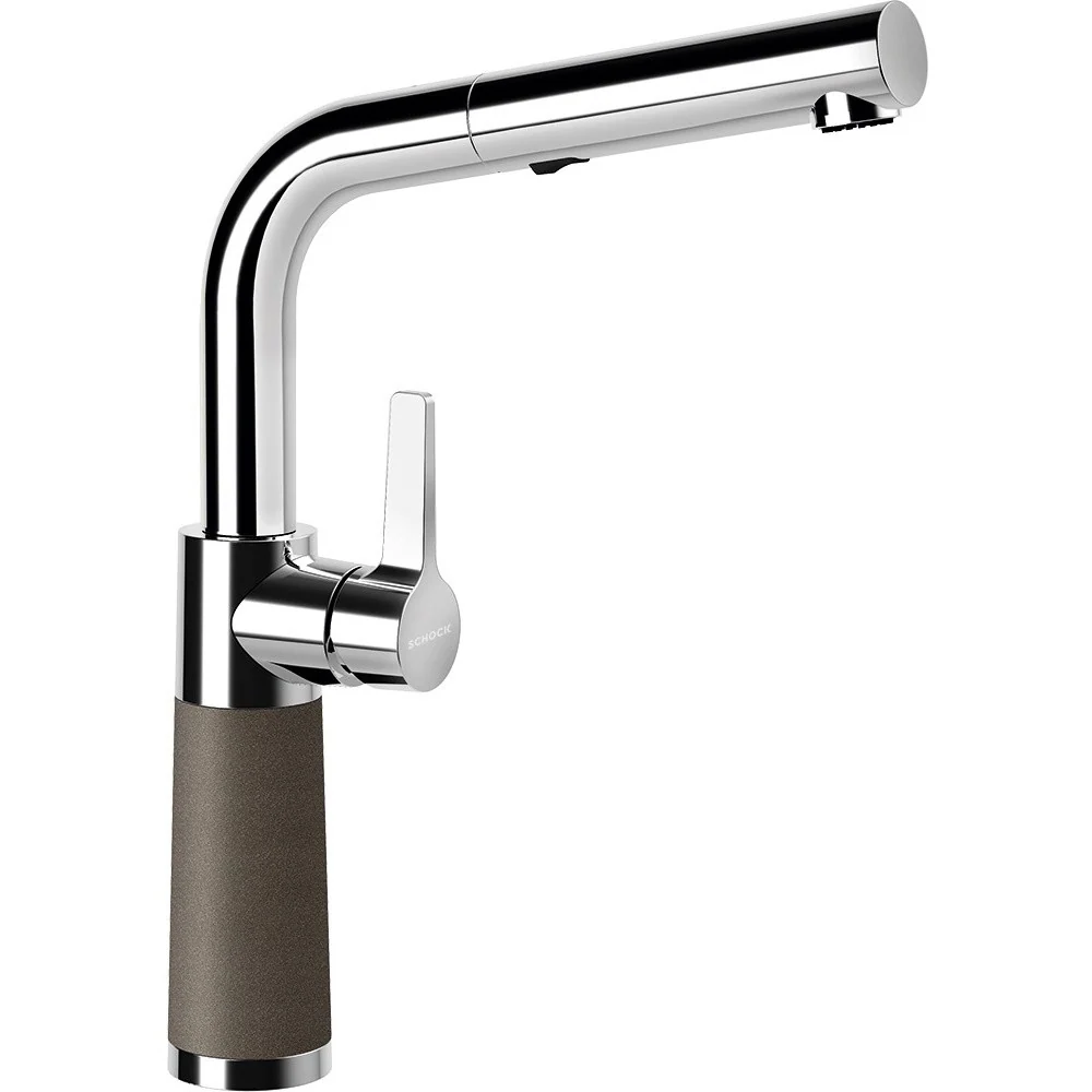 Schock SC-540 Baterie chiuveta bucatarie aspect granit Cristadur monocomanda cu dus extractibil, crom/bronz (bronze)