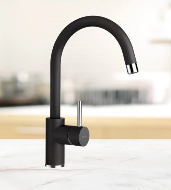 Schock Typos D-100S Set chiuveta bucatarie granit Cristalite 86x44 cm si baterie monocomanda Plutos Nero, negru