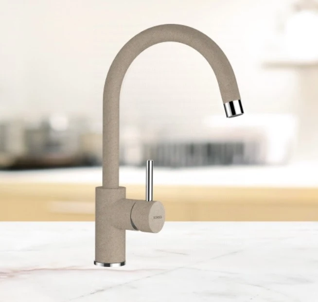 Schock Typos D-150S Set chiuveta bucatarie granit Cristalite 86x44 cm si baterie monocomanda Plutos Sabbia, bej