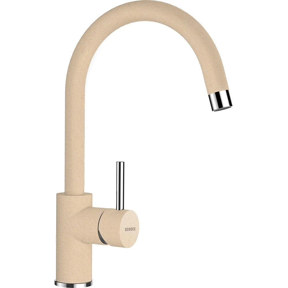 Schock Typos D-150S Set chiuveta bucatarie granit Cristalite 86x44 cm si baterie monocomanda Plutos Moonstone, crem