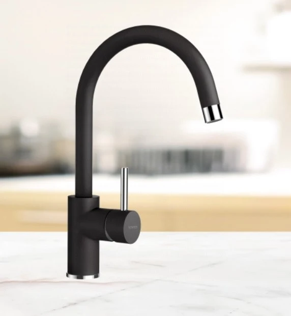 Schock Typos D-150S Set chiuveta bucatarie granit Cristalite 86x44 cm si baterie Plutos Nero, negru