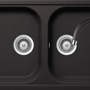 Schock Viola N-200S Set chiuveta bucatarie granit Cristalite 79x50 cm si baterie Plutos Nero, negru