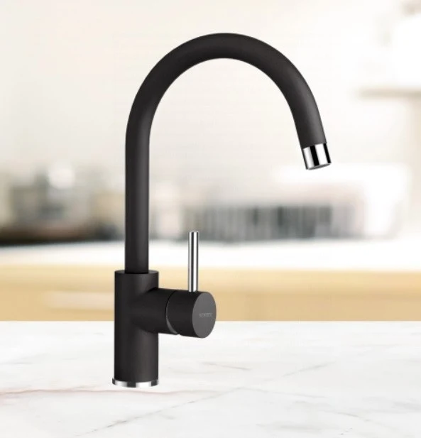 Schock Viola N-200S Set chiuveta bucatarie granit Cristalite 79x50 cm si baterie Plutos Nero, negru