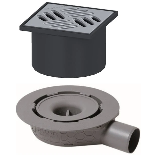 Set promo Sifon de dus Kessel System 125 Basic cu capac de inox