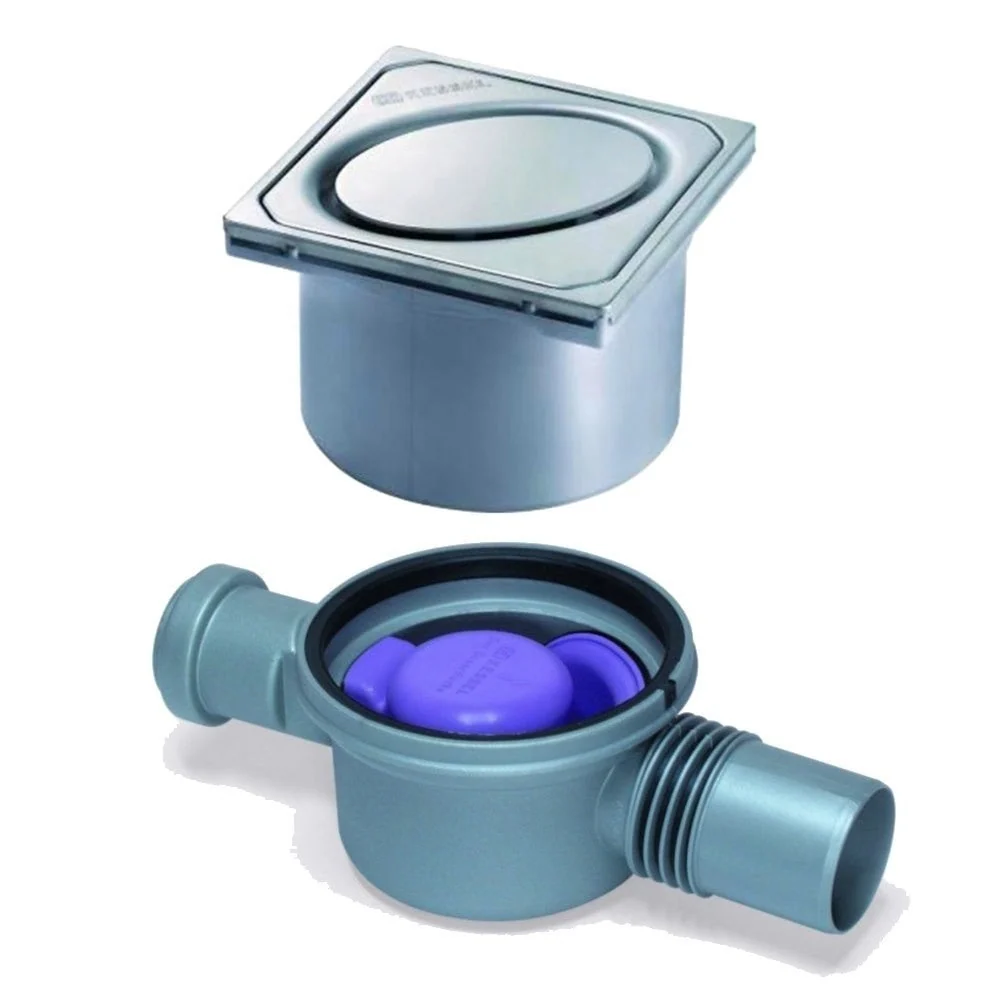 Set promo Sifon pardoseala Kessel System 100 cu intrare laterala si capac oval