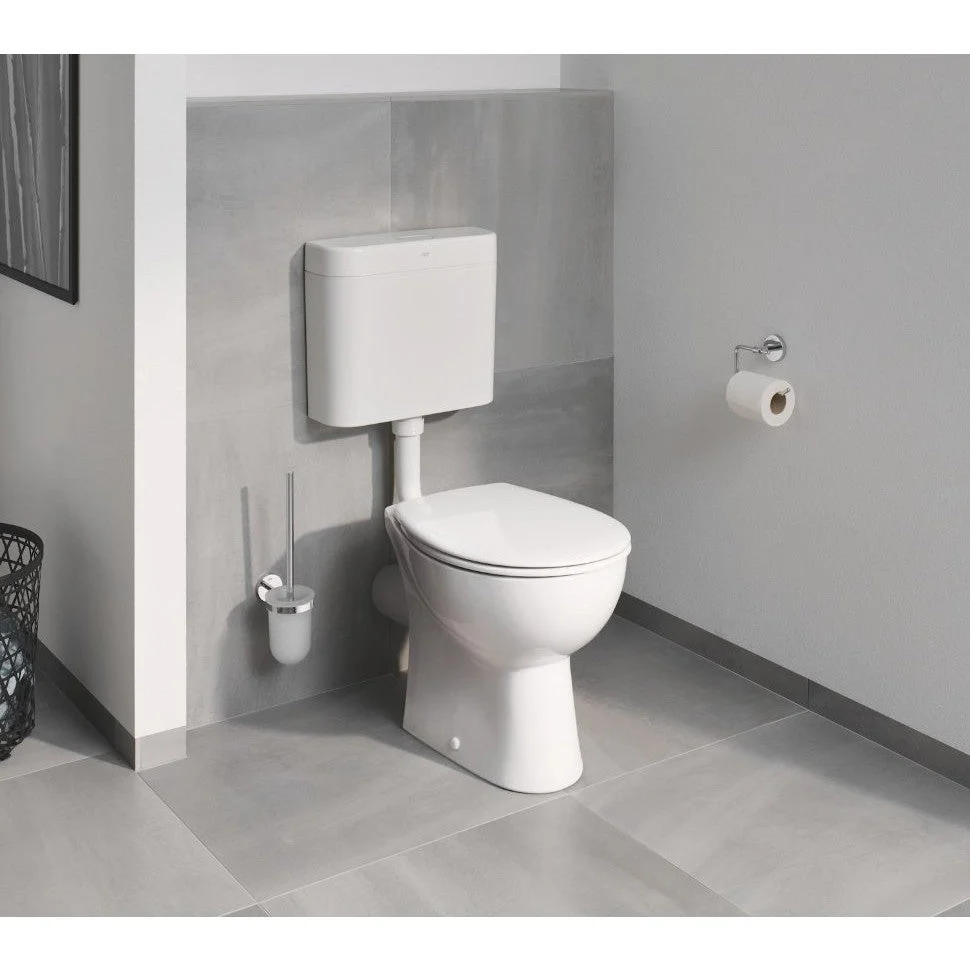 Set promo Vas WC pe pardoseala cu rezervor aparent si capac Grohe Bau Ceramic Rimless 36x52 cm evacuare orizontala