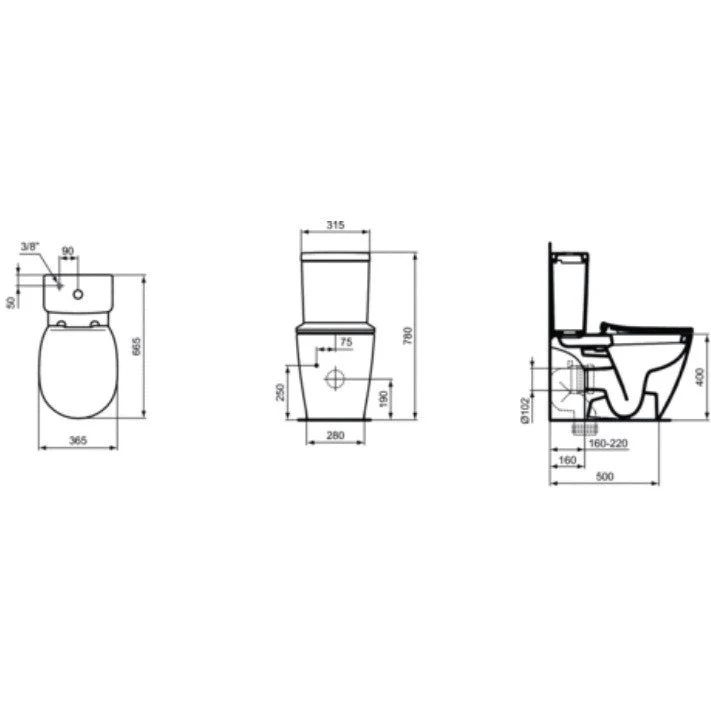 Set promo Vas WC pe pardoseala cu rezervor aparent si capac soft close Ideal Standard Connect 36x66 cm evacuare orizontala...