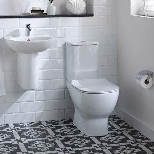 Set promo Vas WC pe pardoseala cu rezervor aparent si capac soft close Ideal Standard Tesi AquaBlade 37x67 cm evacuare ori...