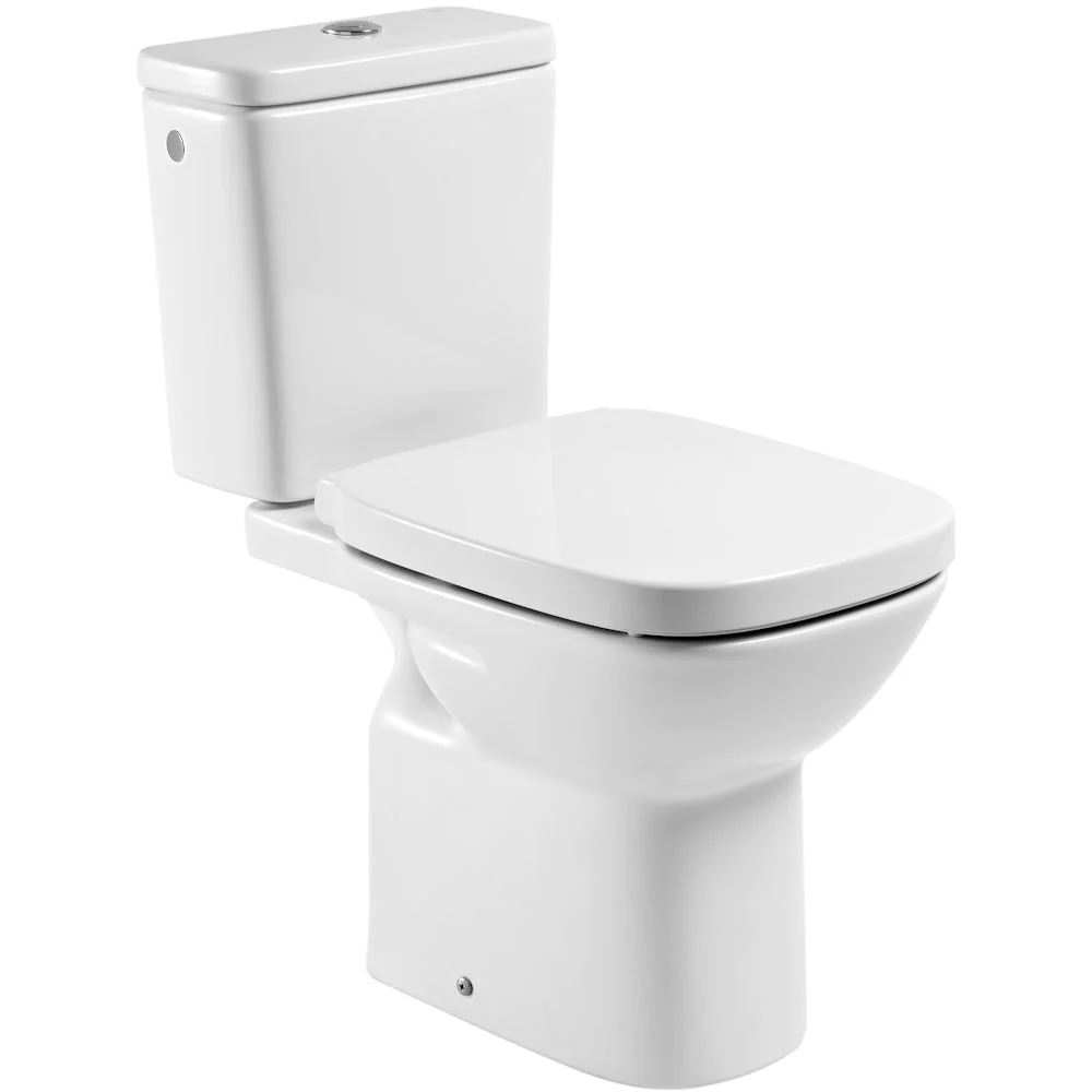 Set promo Vas WC pe pardoseala cu rezervor aparent si capac Roca Debba 36x66 cm evacuare orizontala