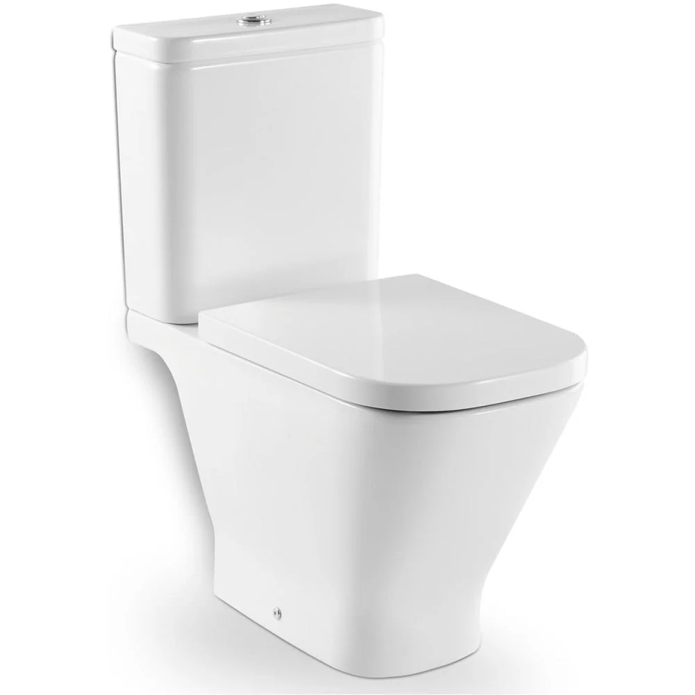 Set promo Vas WC pe pardoseala cu rezervor aparent si capac soft close Roca Gap 37x65 cm evacuare orizontala