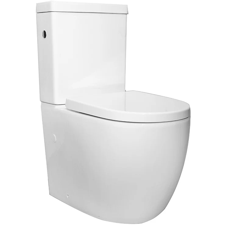 Set Vas WC pe pardoseala cu rezervor aparent si capac soft close Fluminia Minerva Rimless 38x63 cm evacuare universala