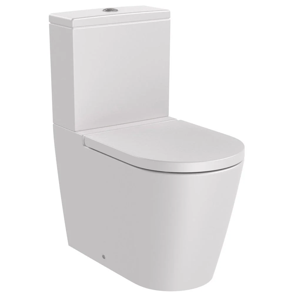 Set Vas WC pe pardoseala cu rezervor aparent si capac soft close Roca Inspira Round Rimless 37x65 cm evacuare orizontala s...