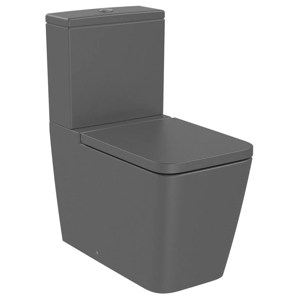 Set Vas WC pe pardoseala cu rezervor aparent si capac soft close Roca Inspira Square Rimless 36x65 cm evacuare orizontala...