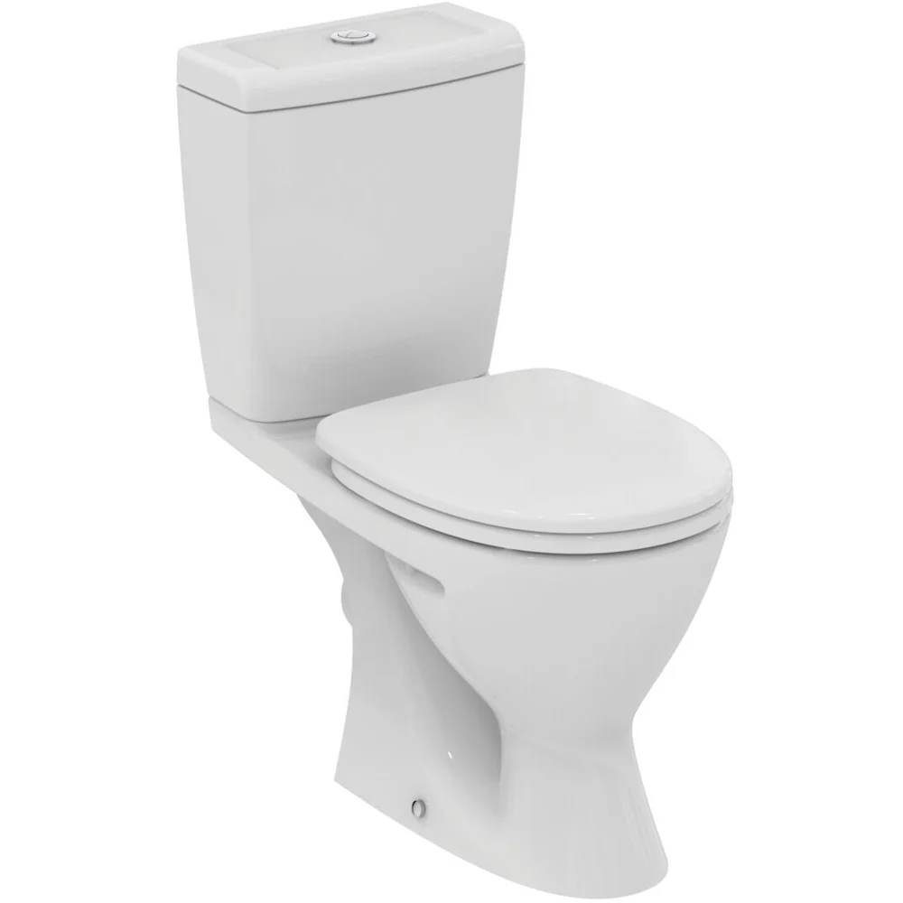 Set Vas WC pe pardoseala cu rezervor aparent si capac soft close Ideal Standard Eurovit Plus 35x63 cm evacuare orizontala