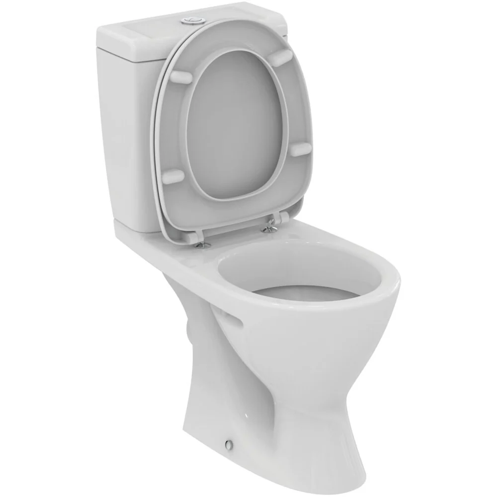 Set Vas WC pe pardoseala cu rezervor aparent si capac soft close Ideal Standard Eurovit Plus 35x63 cm evacuare orizontala