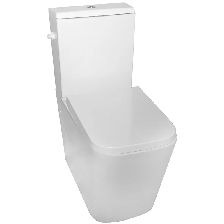 Set Vas WC pe pardoseala cu rezervor aparent si capac soft close Fluminia Paris Rimless 37x67 cm evacuare universala