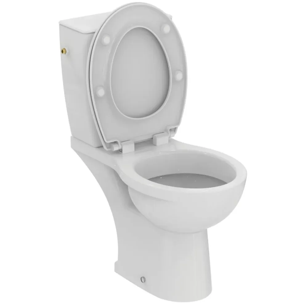 Set Vas WC pe pardoseala cu rezervor aparent si capac soft-close Ideal Standard Eurovit 37x66 cm, evacuare orizontala