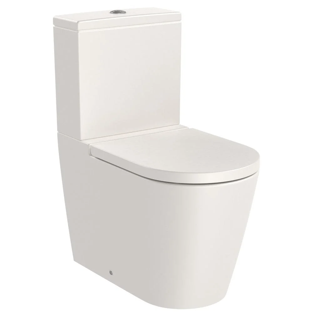 Set Vas WC pe pardoseala cu rezervor aparent si capac soft close Roca Inspira Round Rimless 37x65 cm evacuare orizontala s...