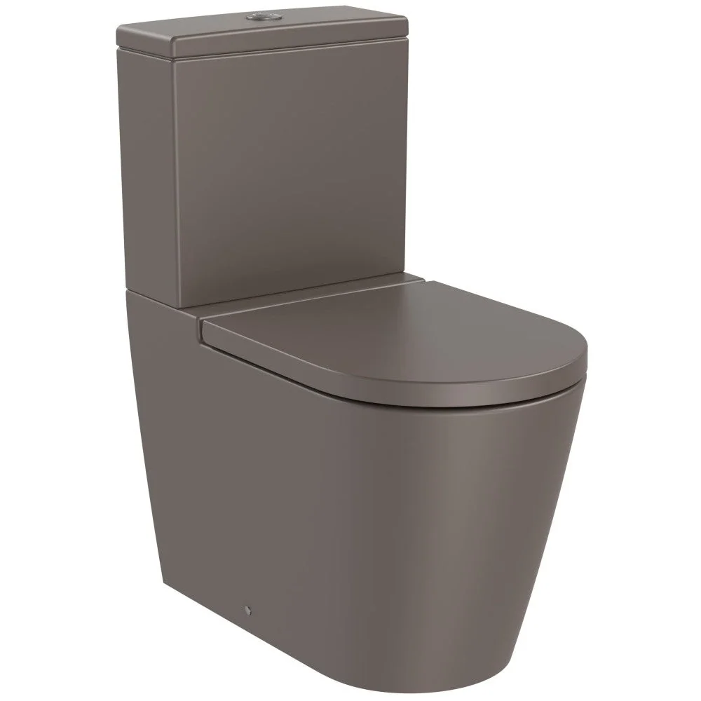 Set Vas WC pe pardoseala cu rezervor aparent si capac soft close Roca Inspira Round Rimless 37x65 cm evacuare orizontala s...