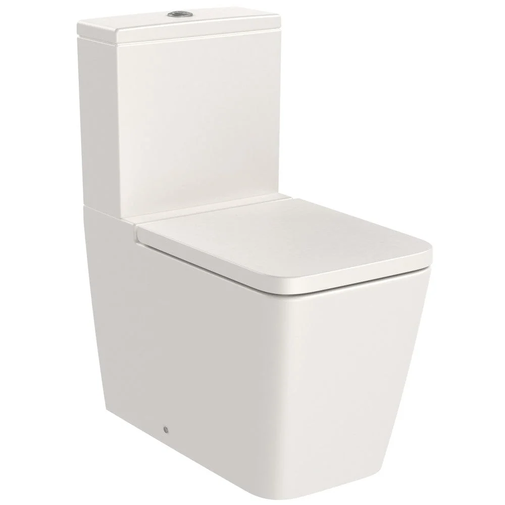 Set Vas WC pe pardoseala cu rezervor aparent si capac soft close Roca Inspira Square Rimless 36x65 cm evacuare orizontala...