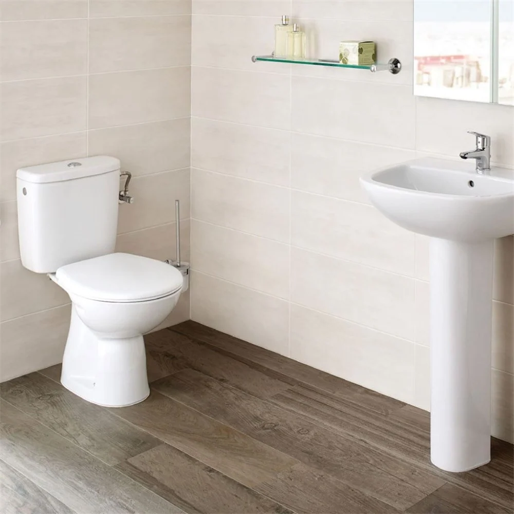 Set Vas WC pe pardoseala cu rezervor aparent si capac Roca Adele 36x65 cm evacuare orizontala