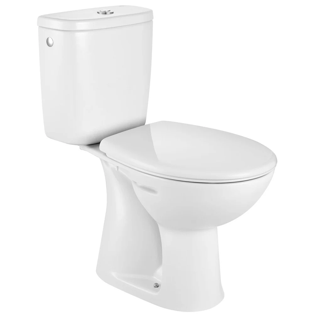 Set Vas WC pe pardoseala cu rezervor aparent si capac Roca Adele 36x65 cm evacuare verticala