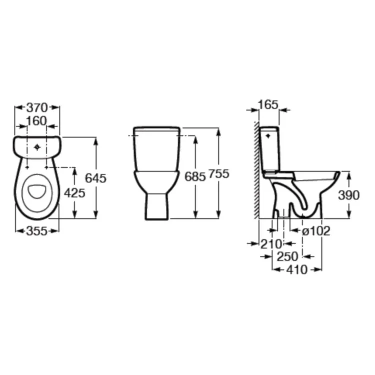 Set Vas WC pe pardoseala cu rezervor aparent si capac Roca Adele 36x65 cm evacuare verticala