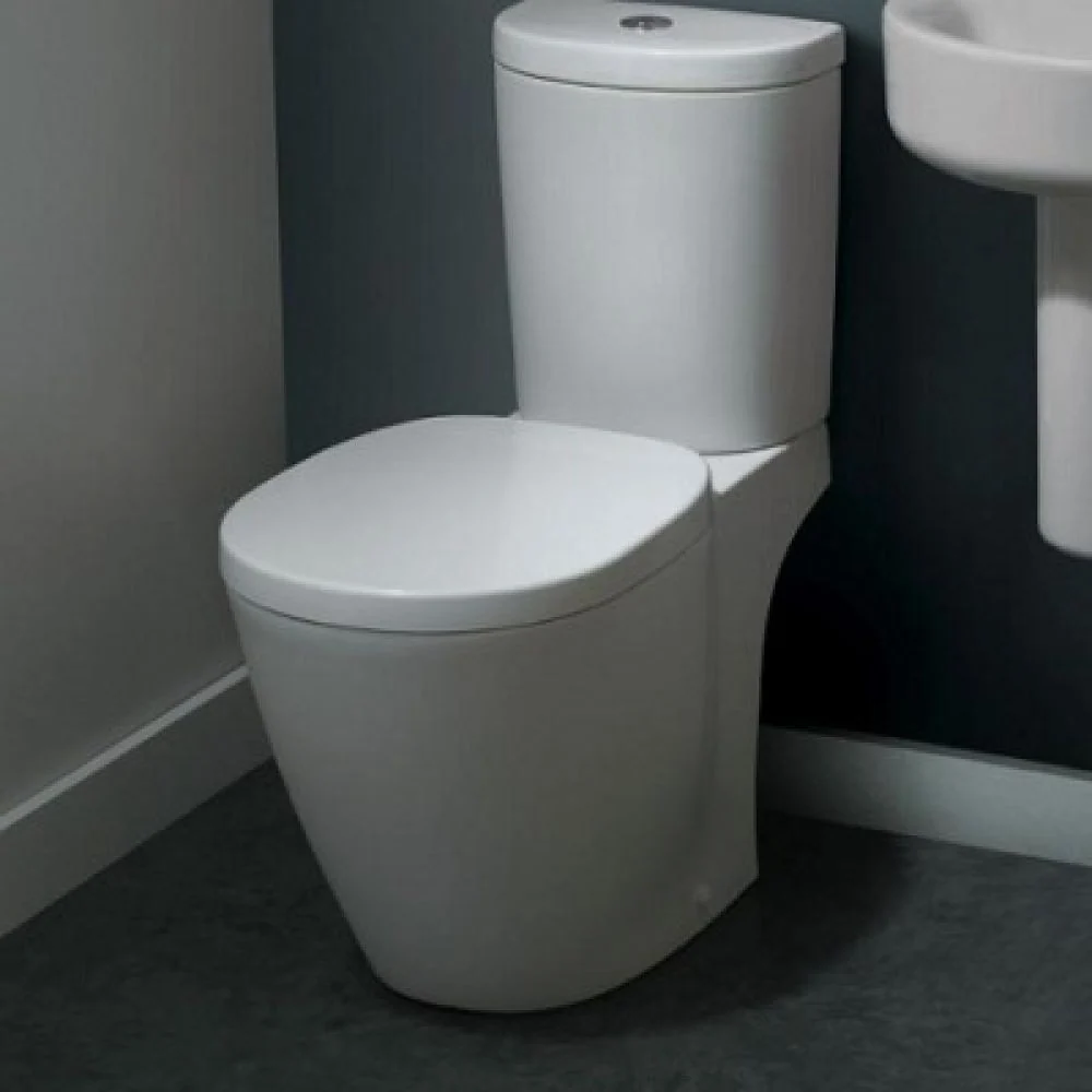 Set Vas WC pe pardoseala cu rezervor aparent si capac Ideal Standard Connect Arc 37x67 cm evacuare orizontala