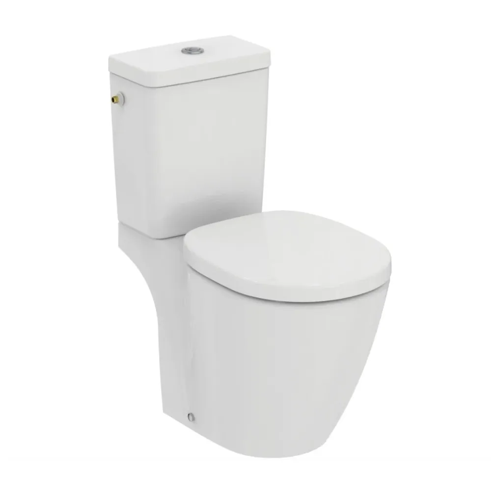 Set Vas WC pe pardoseala cu rezervor aparent si capac soft close Ideal Standard Connect Cube 37x67 cm evacuare orizontala