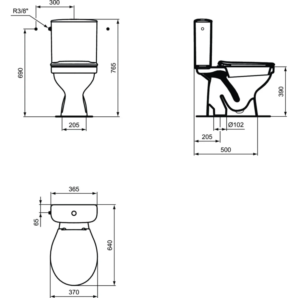 Set Vas WC pe pardoseala cu rezervor aparent si capac Vidima Ulysse S 37x64 cm evacuare verticala