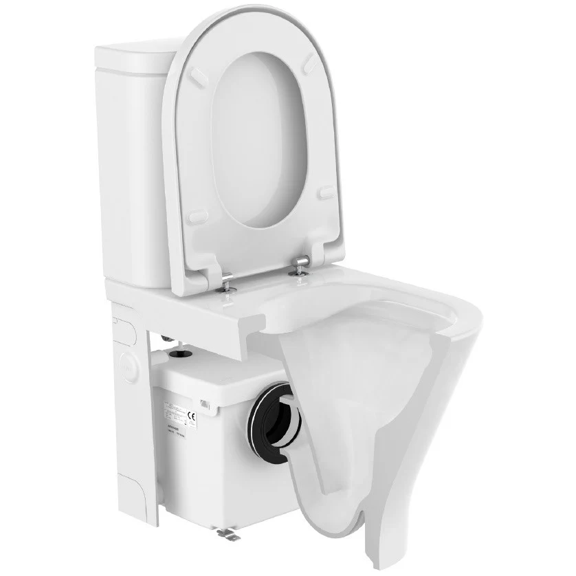 Set Vas WC pe pardoseala cu rezervor aparent si capac soft close Roca Gap D-Trit Rimless 36x64 cm evacuare orizontala