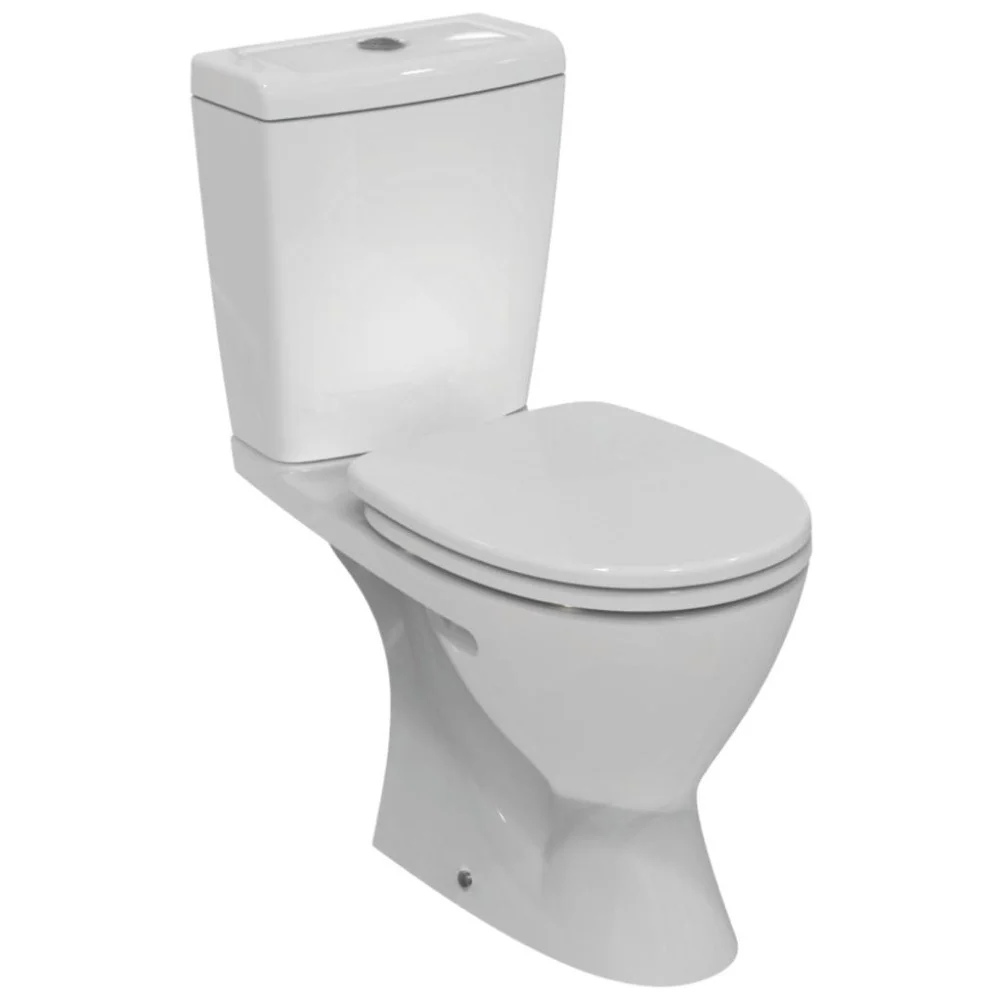 Set Vas WC pe pardoseala cu rezervor aparent si capac soft close Ideal Standard Eurovit Plus 35x63 cm evacuare verticala