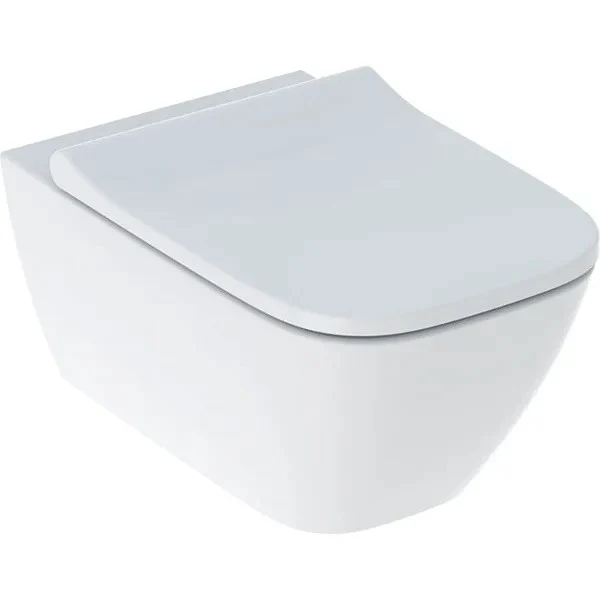 Set Vas WC suspendat cu capac Geberit Smyle Square Rimfree 36x54 cm evacuare orizontala
