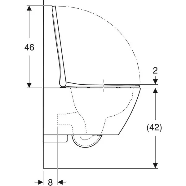 Set Vas WC suspendat cu capac Geberit Smyle Square Rimfree 36x54 cm evacuare orizontala