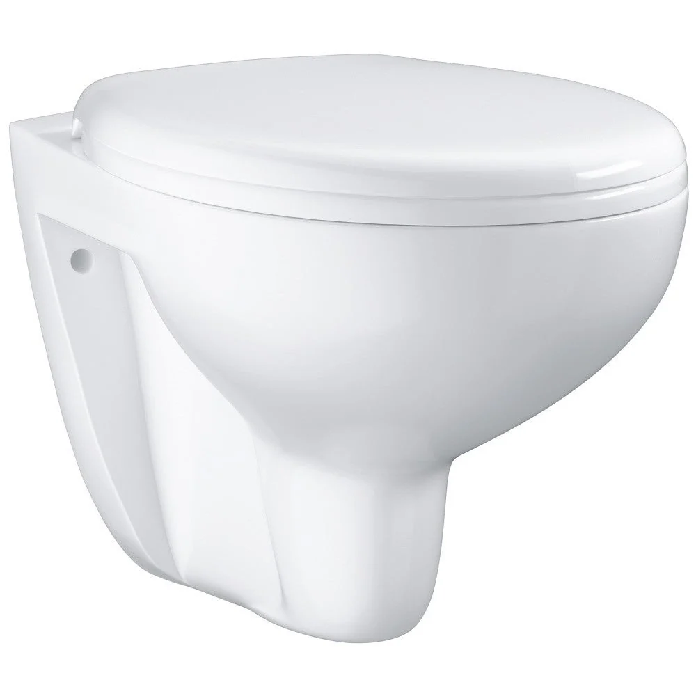 Set Vas WC suspendat cu capac Grohe Bau Ceramic Rimless 37x53 cm, evacuare orizontala