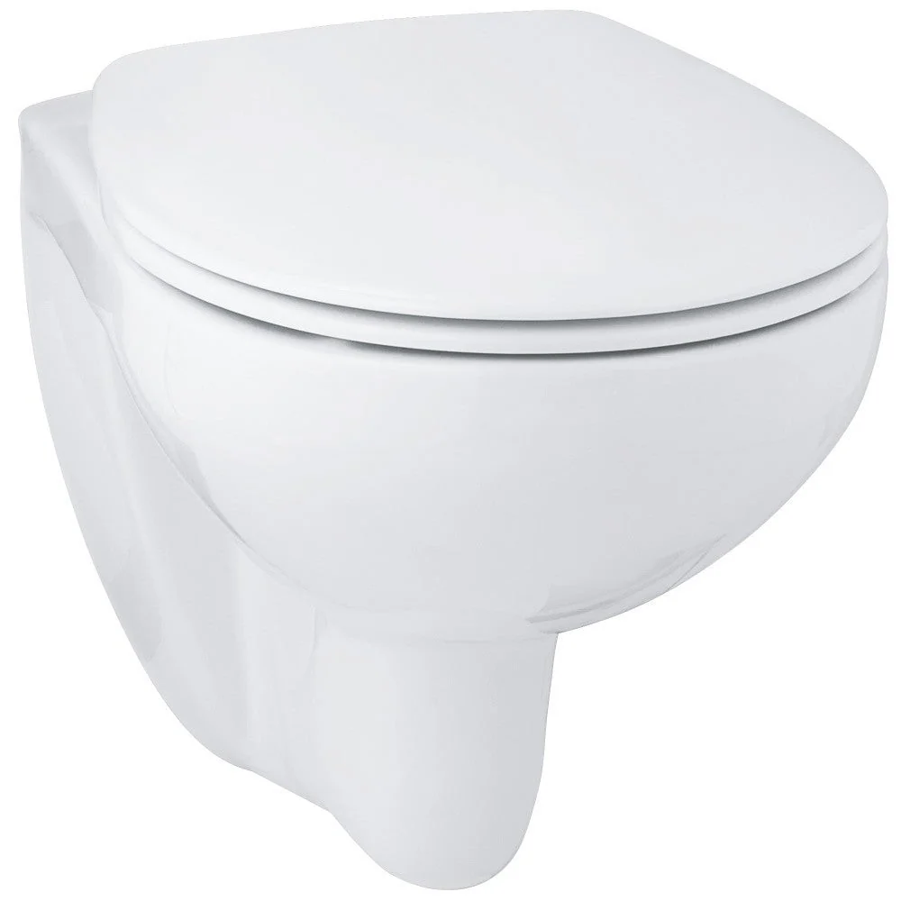 Set Vas WC suspendat cu capac Grohe Bau Ceramic Rimless 37x53 cm, evacuare orizontala
