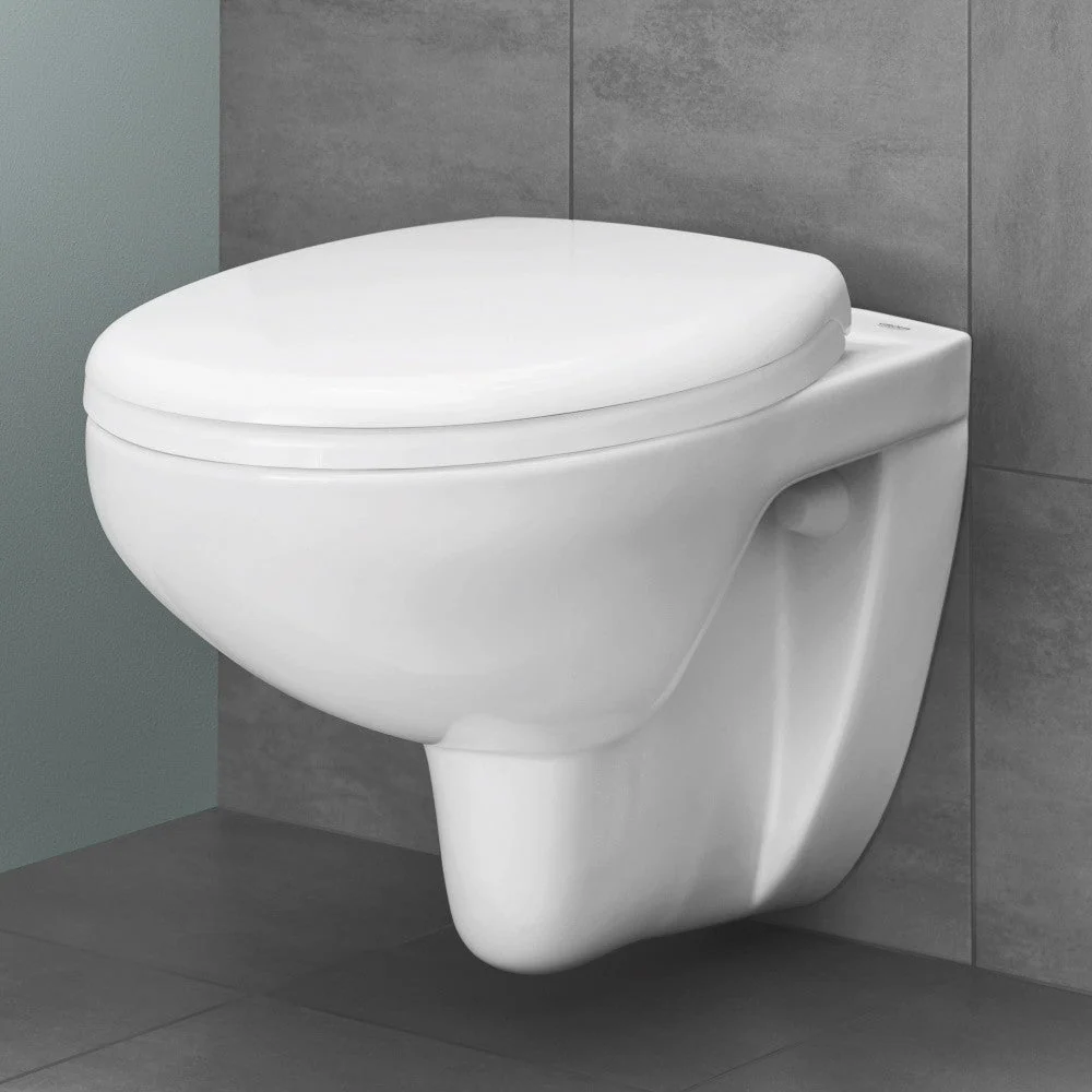 Set Vas WC suspendat cu capac Grohe Bau Ceramic Rimless 37x53 cm, evacuare orizontala