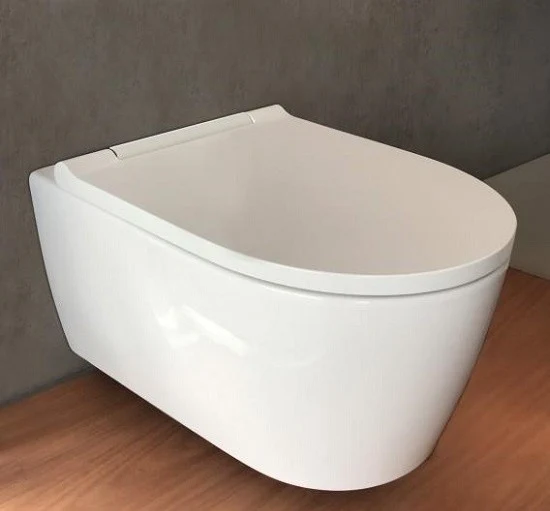 Set Vas WC suspendat cu capac soft close Geberit One 37x54 cm evacuare orizontala, alb