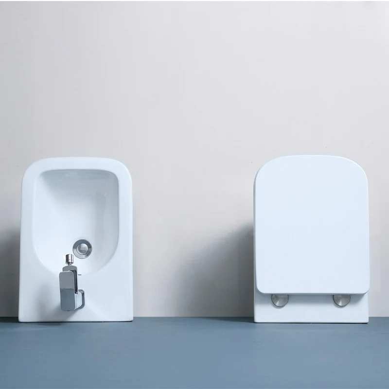 Set Vas WC suspendat cu capac soft close Fluminia Tornado 35x51 cm evacuare orizontala, alb
