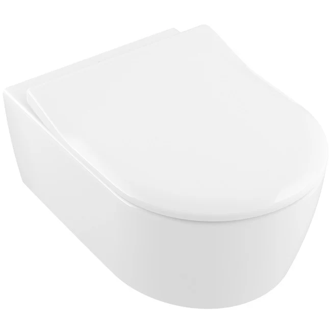 Set Vas WC suspendat cu capac soft close Villeroy & Boch Subway 2.0 37x56 cm evacuare orizontala, sistem spalare DirectFlush