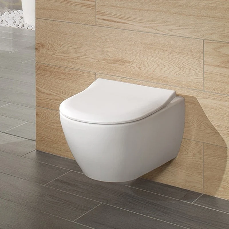 Set Vas WC suspendat cu capac soft close Villeroy & Boch Subway 2.0 37x56 cm evacuare orizontala, sistem spalare DirectFlush