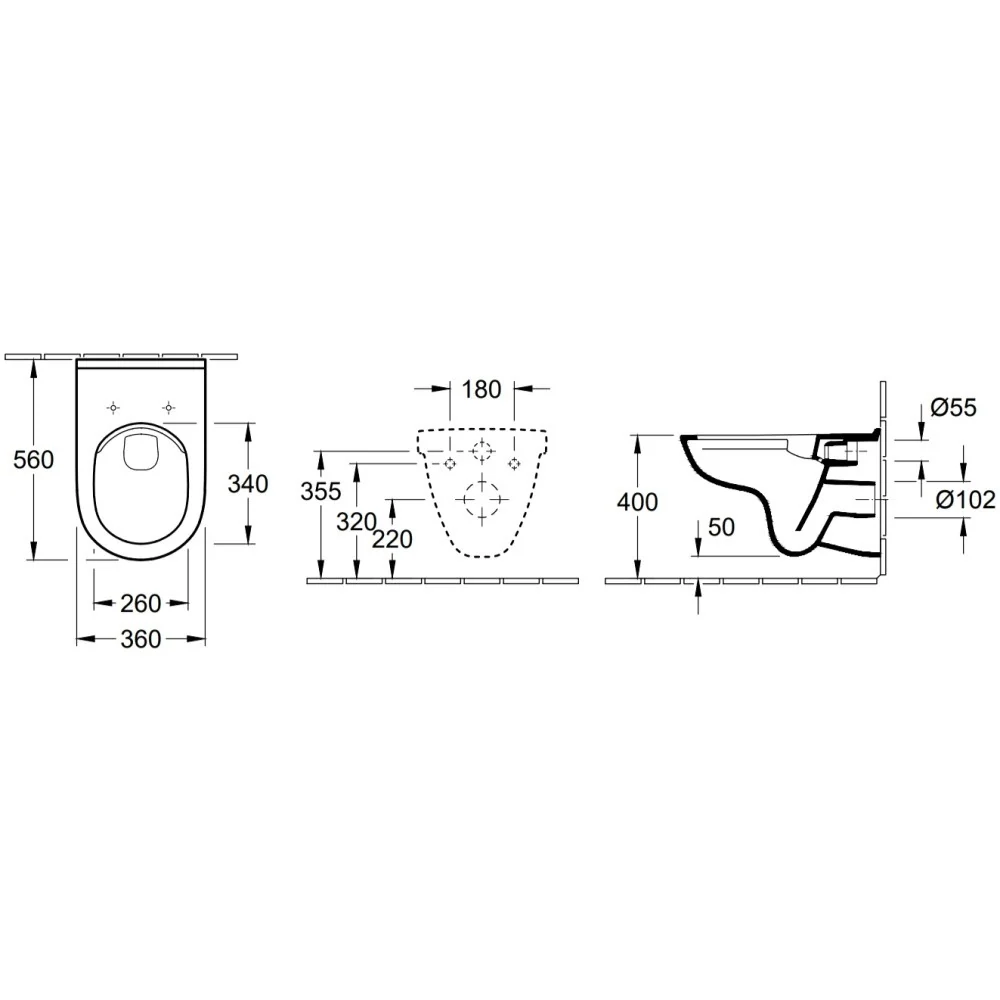 Set Vas WC suspendat cu capac soft close Villeroy & Boch O.Novo 36x56 cm evacuare orizontala
