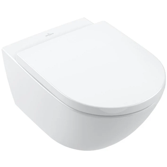 Set Vas WC suspendat cu capac soft close Villeroy & Boch Subway 3.0 TwistFlush 37x56 cm evacuare orizontala