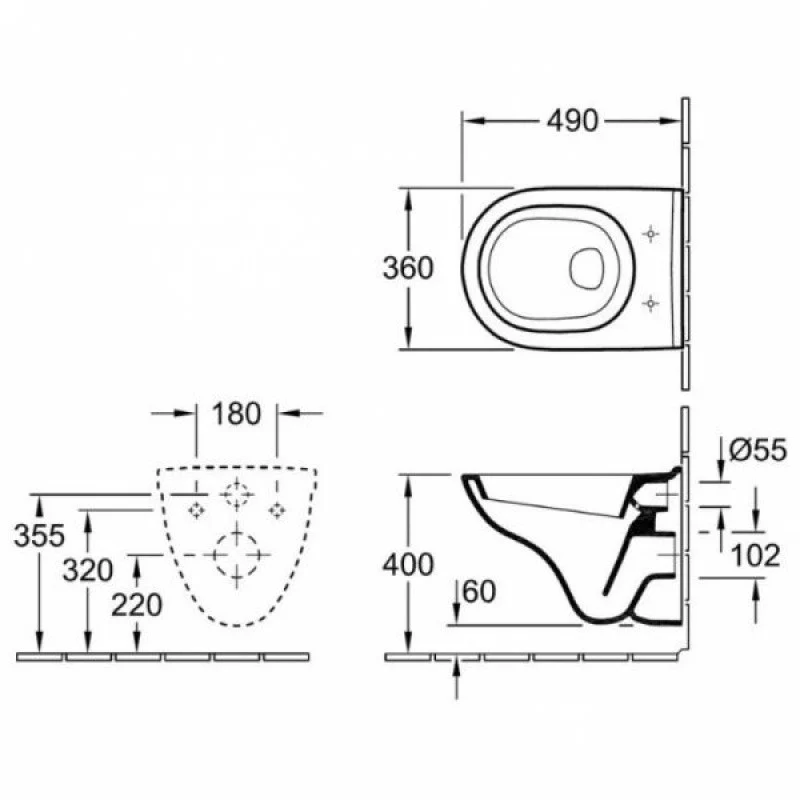 Set Vas WC suspendat cu capac soft close Villeroy & Boch O.Novo Compact 36x49 cm evacuare orizontala