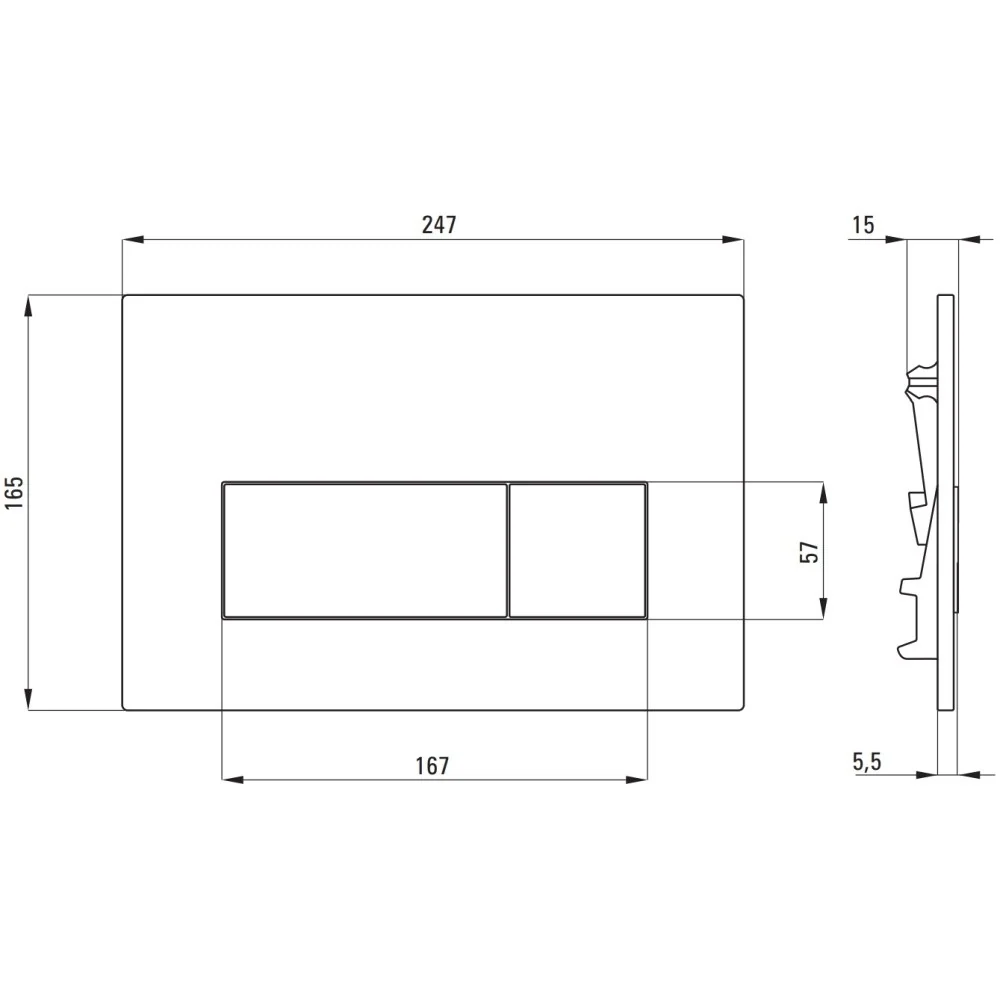 Set Vas WC suspendat cu rezervor incastrat, capac si clapeta de actionare alba Deante Anemon Zero Rimless 37x52 cm evacuar...