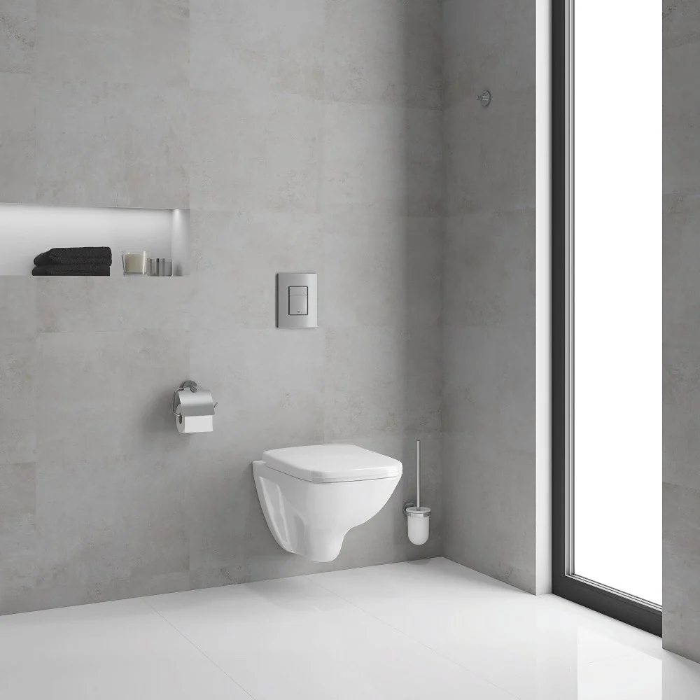 Set Vas WC suspendat cu rezervor incastrat, clapeta si capac Grohe Solido Square 37x53 cm evacuare orizontala
