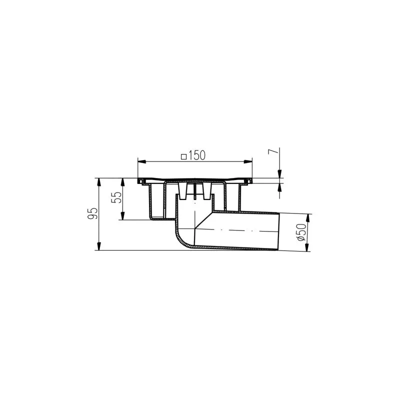 Sifon de pardoseala MCH cu iesire orizontala DN 50/95 - otel inox