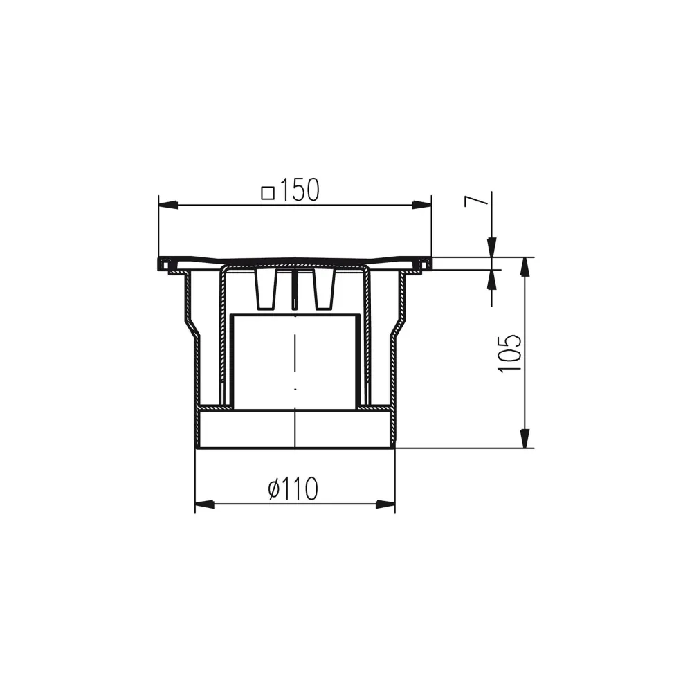Sifon de pardoseala MCH cu iesire verticala DN 110 - plastic/negru